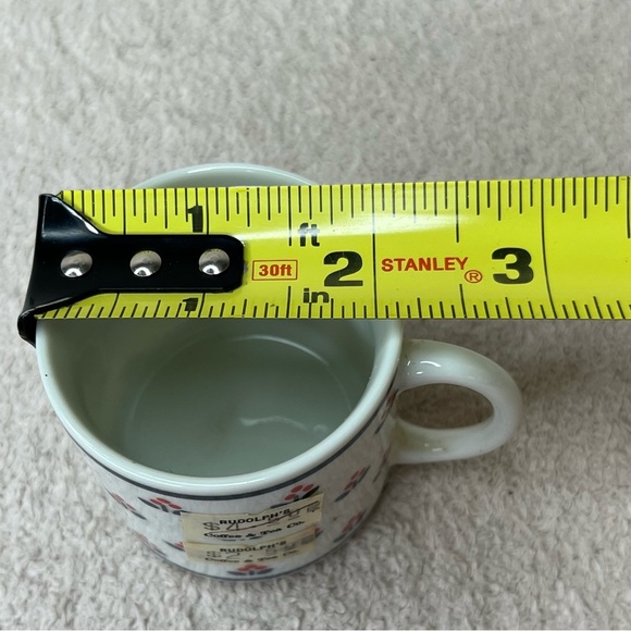 NEW Vintage Copco Fine Porcelain Espresso Mug/Saucer Set of 4-White/Blue/Red-82 - Picture 9 of 10